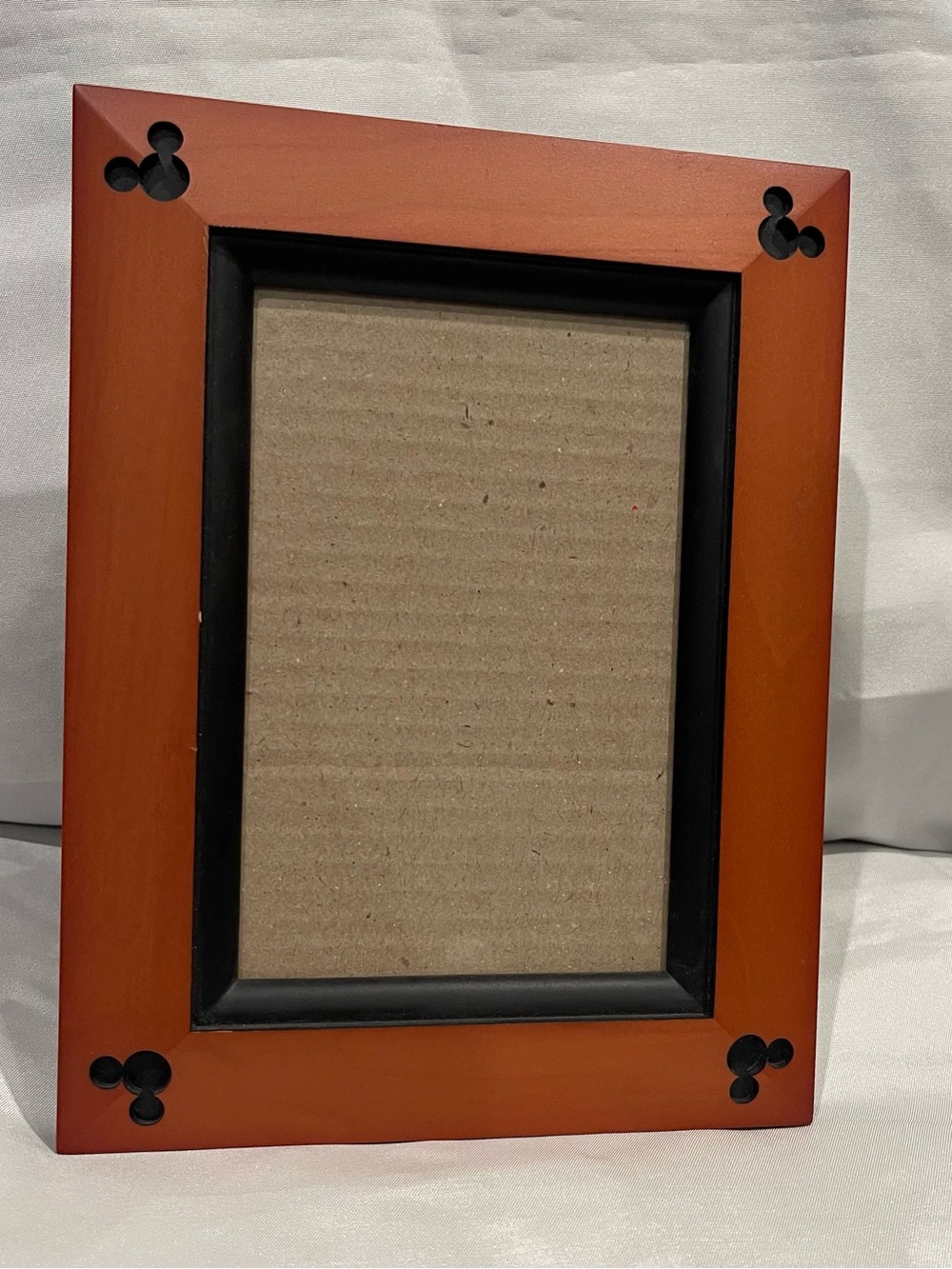 Disney Parks Mickey Mouse Beveled Wood Picture Photo Frame Ears Cherry Wood